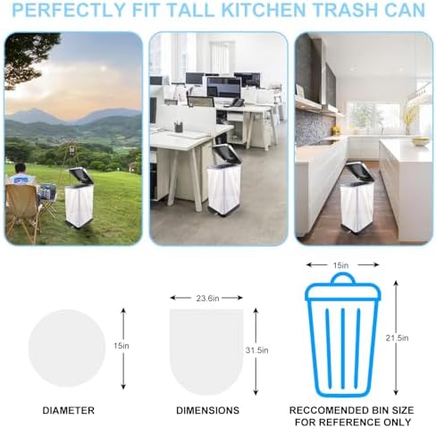 tall kitchen white trash-bags 13 gallon - kitchen garbage bags unscented biodegradable 60 Count Office waste basket Liners recycling Compostable Strong Thick Bulk Inwaysin - Image 4