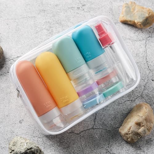17-Piece Leak Proof Travel Bottles for Toiletries, Color-Coded Pouch Set - Image 7