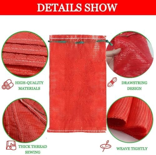 15 Pack 10 lb Mesh Onion Bags, 10"×18" Mesh Produce Bags Hanging Reusable Breathable Vegetable Storage Net Bags with Drawstring for Onions Potatoes Citrus Crawfish - Image 3