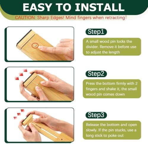 Lzerking Kitchen Drawer Dividers 6 Pack Bamboo Drawer Organizers - Image 6
