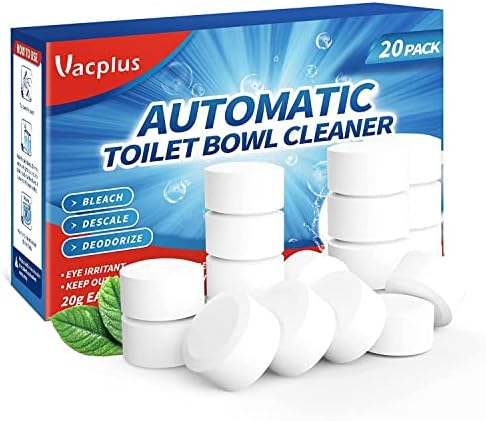 Vacplus Toilet Bowl Cleaner Tablets, 20 Pack, Auto Bleach, Long-Lasting by Vacplus
