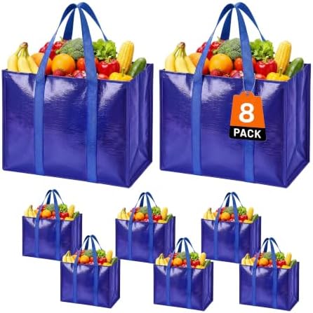 Reusable Grocery Bags, Waterproof & Foldable Shopping Bags Stand Upright by WiseLife