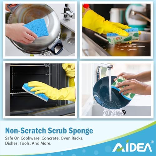 AIDEA Sponges Kitchen, Non-Scratch Scrub Sponge-6Count - Image 4