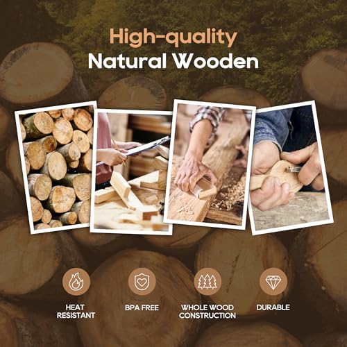KLYRO 13 Pcs Wooden Cooking Utensil Set with Gift Box – Natural Wooden Spoons for Cooking & Serving, Nonstick Friendly, Perfect Housewarming & Holiday Gift - Image 2