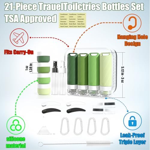 Travel Toiletry Containers 26Pcs Silicone Leakproof TSA Approved Set - Image 2