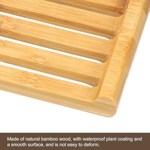 uxcell Wooden Soap Tray, 4 Pack - Wooden Soap Dish, Natural Bamboo Soap Holder, Soap Saver Tray Self Draining for Shower, Bathroom, Bathtub, Kitchen Sink - Image 4