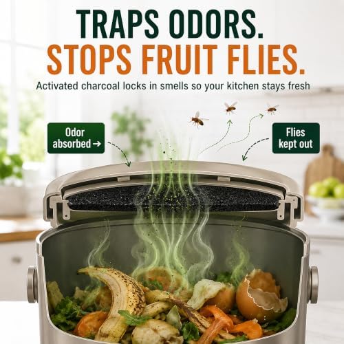 3.75 Inch Charcoal Compost Bin Filter - 4 Pack Countertop Replacement Set 3.75 Inch Round Activated Charcoal Filters, Four Pack, Drop in Replacement, Odor Control, Countertop Bin, Kitchen Use - Image 4