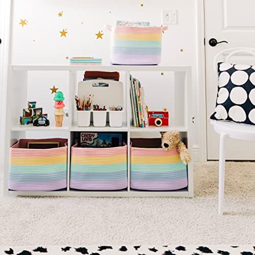 OrganiHaus Rainbow Baskets for Shelves, Set of 3, 15x9x10 - Image 5