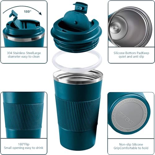 Insulated Travel Coffee Mug, Stainless Steel Coffee Cup with Leakproof Lid - Image 2