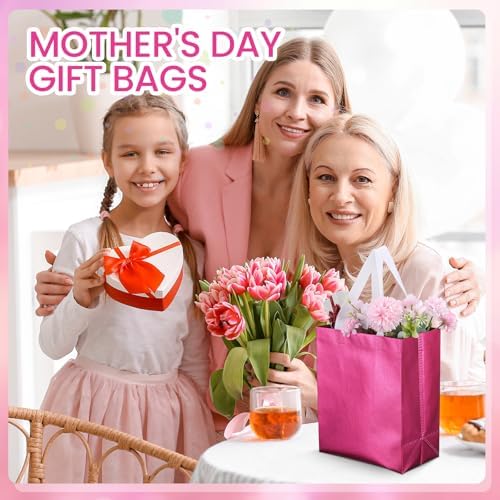 Eccliy 80 Pcs Reusable Gift Bags, Medium, Hot Pink - Image 2