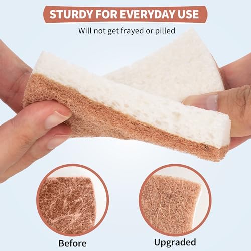 Natural Dish Sponge 12 Pack, Non-Scratch Scrub Kitchen Sponge, Eco Multipurpose, Odor-Less Dual-Sided for Dish Washing & Household Cleaning - Image 4