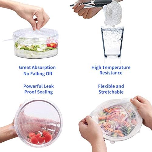 Silicone Stretch Lids, 18 Pack Reusable Silicone Lids, Silicone Bowl Covers, 6 Sizes Silicone Covers Apply to Food Container, for Freezer & Microwave - Image 5
