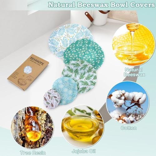5Pcs Reusable Beeswax Elastic Bowl Covers for Bread Proofing and Food Cover - Image 3