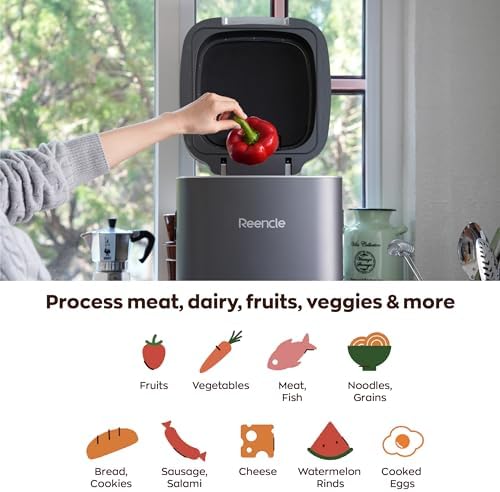 Reencle Prime Electric Composter - 14L Kitchen Composter, Decomposes Up to 2.2 lbs Food Waste Daily, Odorless Indoor Composting with Whisper-Quiet Technology & Rapid Decomposition (Silver) - Image 3
