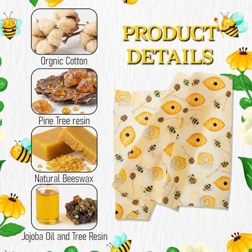 Washable Bees Wax Wraps Reusable Bee Wax Paper Organic Bee's Wrap - Image 3