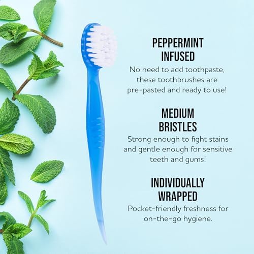 Bulk Toothbrushes - Prepasted Mini Disposable Toothbrush Set (36 Pack - Medium, Individually Wrapped for Travel) - Image 3