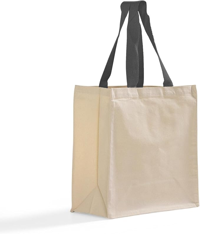 Ultimate Canvas Shopper Tote Bag – 12 Pcs Open Top Canvas Bags with Handles – Multipurpose Tote Bag for Everyday Use