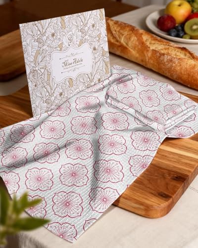 Miss Adola 370GSM Cotton Waffle Kitchen Towels, Sakura - Image 6