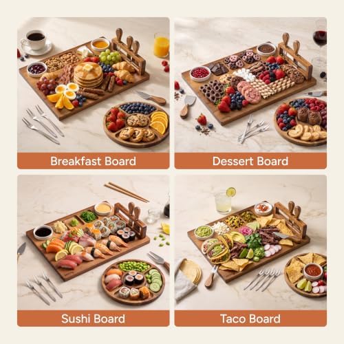 SMIRLY Charcuterie Board Set with Serving Accessories, Large Acacia - Image 4