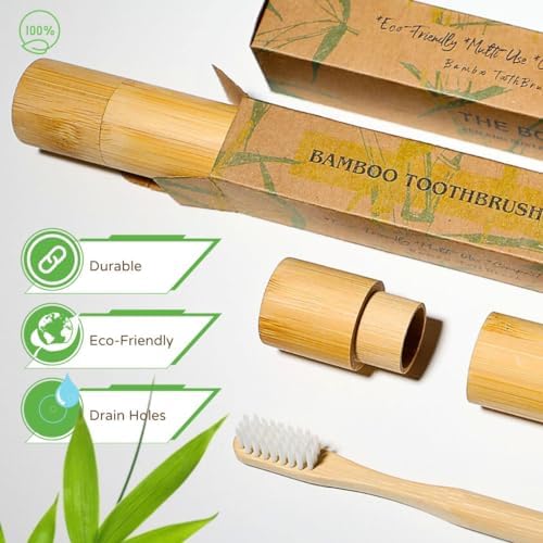 Bamboo Toothbrush & Travel Case Set – Eco-Friendly Oral Care with Soft Bristles – Sustainable & Portable Dental Hygiene Kit2 Pack (6) - Image 3
