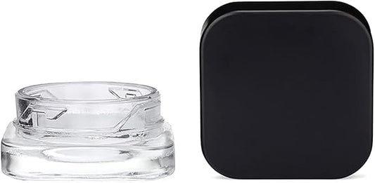 250 Pack Packlahoma 9ml Glass Cube Jars with Black Lids, Refillable Cosmetic Containers