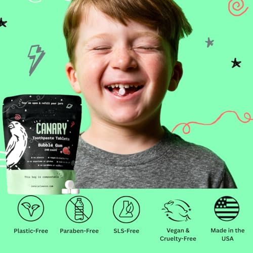 Canary Nano Hydroxyapatite Toothpaste Tablets Bubble Gum - Remineralizing, Fluoride Free, All Natural Tabs with Xylitol - Great for Kids, Plastic Free - 240 Count - Image 3