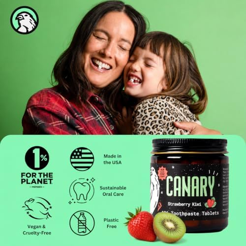 Canary Nano Hydroxyapatite Toothpaste Tablets Strawberry Kiwi - Remineralizing, Fluoride Free, All Natural Tabs with Xylitol - Great for Kids, Plastic Free - 126 Count - Image 5