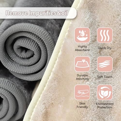 Nugilla Makeup Remover Cloths, 8 Packs Makeup Remover Towels Reusable Face Wash Cloth, Soft Makeup Removal Microfiber Face Cloth for Women(Beige/Cool Grey) - Image 3