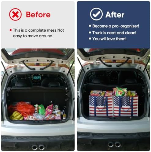BALEINE 8 PK Grocery Bags Reusable Shopping Bags with Reinforced Bottom, Heavy Duty Foldable Tote Bags (Patriot Celebration) - Image 4