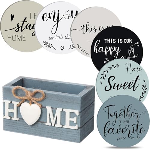 Queekay House Warming Gifts New Home Farmhouse Coasters Set of 6, Slate by Queekay