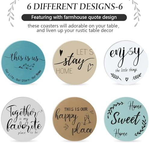 Queekay House Warming Gifts New Home Farmhouse Coasters Set of 6, Ocean - Image 4