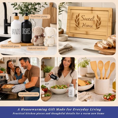 Housewarming Gifts New Home Basket，21-Piece Including Cutting Board, Handwashing Set, and Aromatherapy – Ideal for Housewarming Gift for Couples, New Home Families, and Closing Gifts for Home Buyers - Image 4
