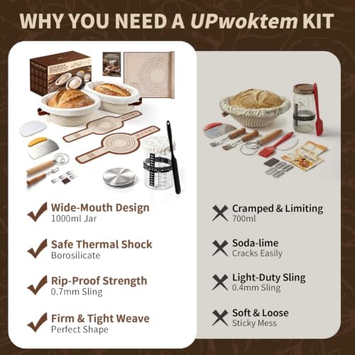 Sourdough Starter Kit with Proofing Basket,bread baking supplies & 34oz Jar - Image 2