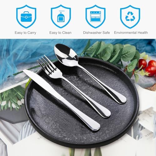 Travel Utensils With Case, Stainless Steel Reusable Portable Utensils Set With Case, Lengnoyp Travel Silverware Set - Image 2