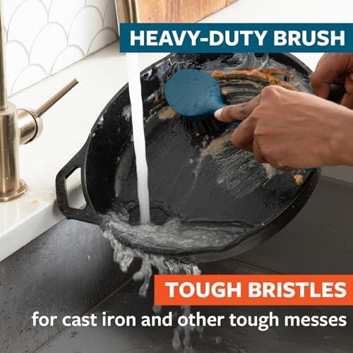 Full Circle Clean Ocean, Variety Dish Brush Pack - Dish Brush, Bottle Brush, and Heavy-Duty Scrub Brush - Sustainably Made 100% from Recycled Ghost Fishing Nets, Safe for Cast Iron & Nonstick - Image 3