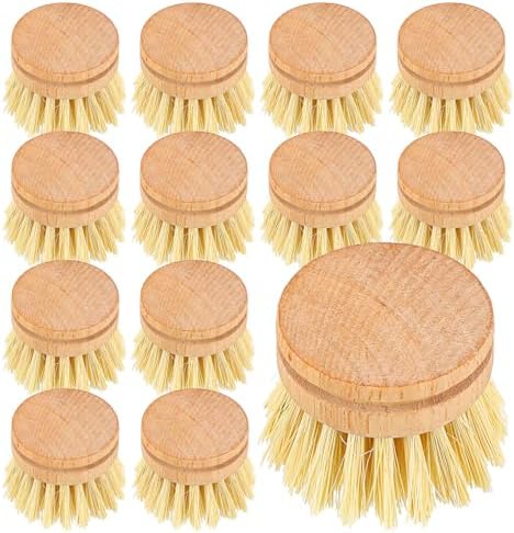 12 Pcs Bamboo Dish Brush Replacement Heads, Small Wooden Dish Brushes by Unknown