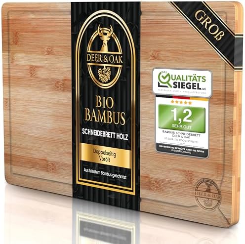 Deer & Oak Non Toxic 3-Piece Acacia Cutting Board Set with Stand, 2 Pack by DeerOak