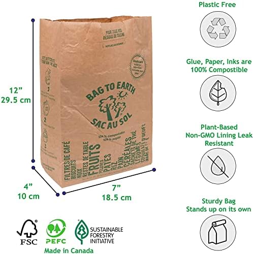 Bag to Earth - Kitchen Food Waste Bag - Compostable Bag - Leak Resistant -%100 Paper Cellulose Liner - Small - 30 Bags - Image 5
