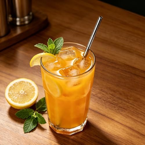 8-Pack Reusable Stainless Steel Metal Straws with Cleaning Brush - Long Metal Straws Drinking for 30 oz and 20 oz Tumbler Eco Friendly - Image 4