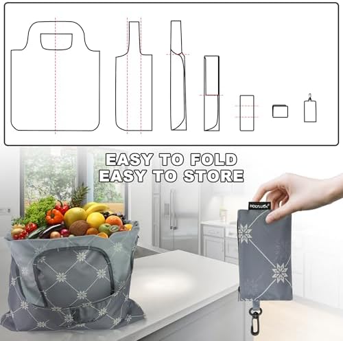 HOLYLUCK Reusable Grocery Bags,Heavy Duty Foldable Shopping Tote Bag (Standard, Geometric Patterns) - Image 5