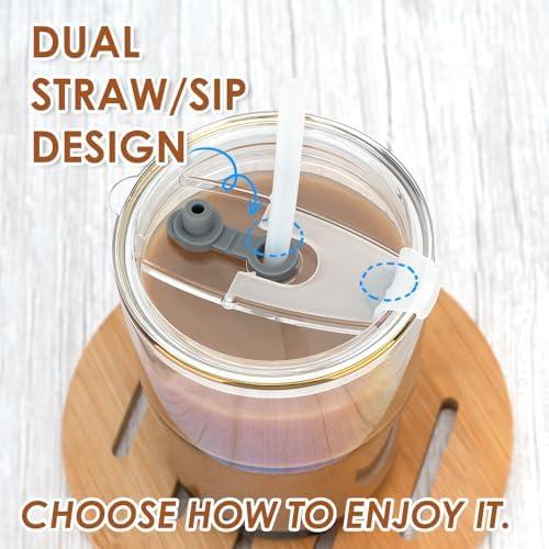 Luxfuel 13 oz Glass Cups with Lids and Straws Reusable Iced Coffee Tumbler - Image 5