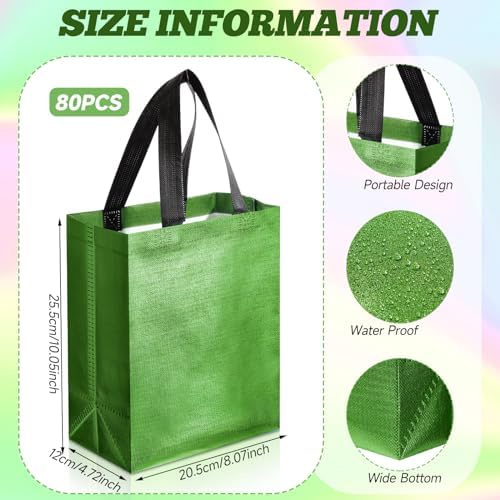 Eccliy 80 Pcs Reusable Gift Bags, Medium, Green - Image 4