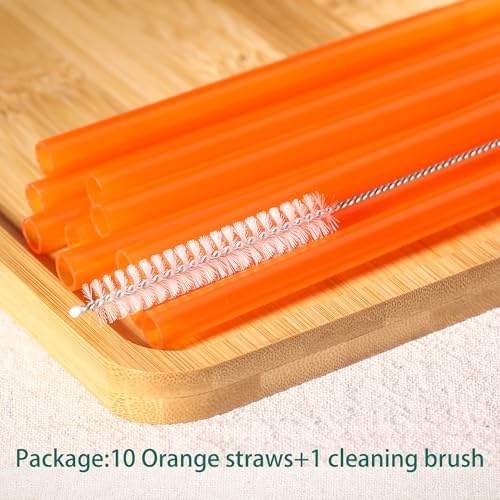 Dakoufish Replacement Straw for Stanley|Owala|Simple Modern 40oz 30oz Tumbler,10 Pack 12 Inch Orange Reusable Straws With Cleaning Brush for Stanley Cup Accessorie,BPA Free,Dishwasher Safe - Image 6