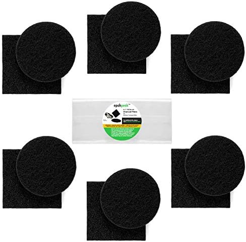 Epohpeek Compost Bin Filters Charcoal - Filter Replacement for Kitchen Pail Composter, 12 Pack Extra Thick (1cm) Fits Gallon Bucket Countertop Bins - Activated Carbon, 6 Round 6 Square, Both 6.5” by Epohpeek