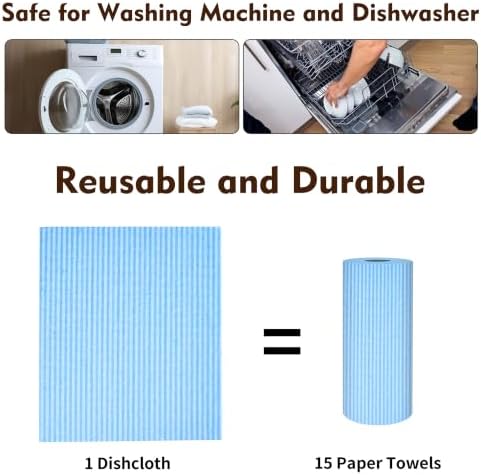 YEEHAW Swedish Dishcloths for Kitchen 10 Pack, Blue Cellulose Sponge Cloths, No Odor Resuable Cleaning Cloths, Super Absorbent Dish Cloth for Kitchen, Bathroom, Glass Surface, Furniture 7"×6" - Image 5
