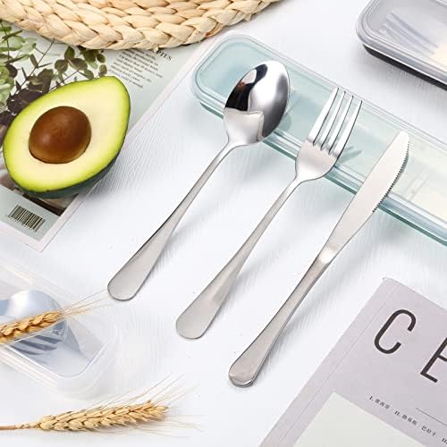 Yinkin 4 Pack Travel Silverware Set with Case for Lunch,Clear - Image 5