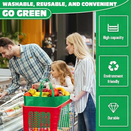 Windyun Reusable Grocery Bags Large Non Woven Shopping Bags with Handles Foldable Portable Tote, 16x6x12 Inch - Image 7