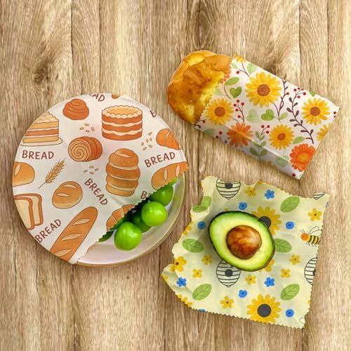 Reusable Beeswax Wraps, Bread Floral Bee Wraps, 9 Pack, For Sandwich, Bread, Fruit, Bowl, Eco-Friendly, Organic Cotton, Sustainable, Zero Waste, Plastic-Free, 1XL, 3M, 5S - Image 7