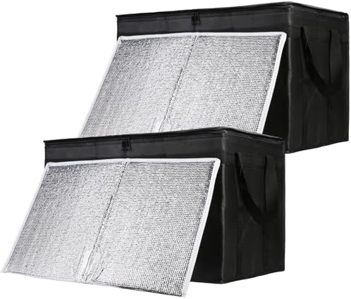 2-Pack Insulated Food Delivery Bag with Hard Bottom, 3X-Large, Black by CIVJET