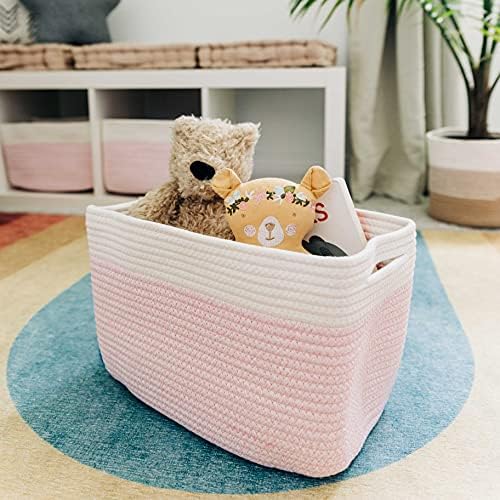 OrganiHaus Cotton Rope Baskets for Shelves, Set of 3, 15x9x10 - Image 6